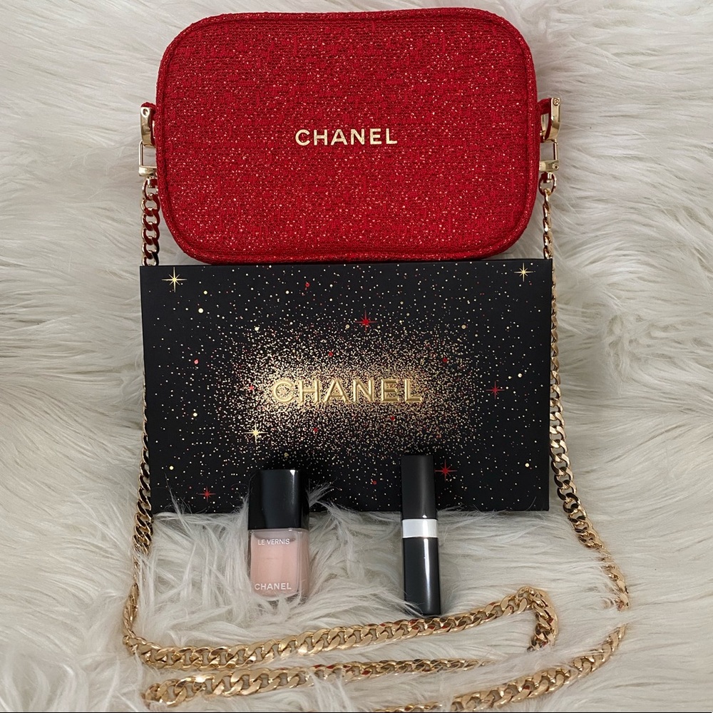 Chanel Natural Touch Cosmetic Pouch to Crossbody Purse Bag